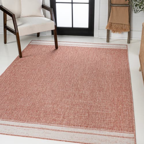 Jonathan Y Alda Modern Minimalist Mingled Solid Indoor/outdoor Area Rug In Salmon/cream