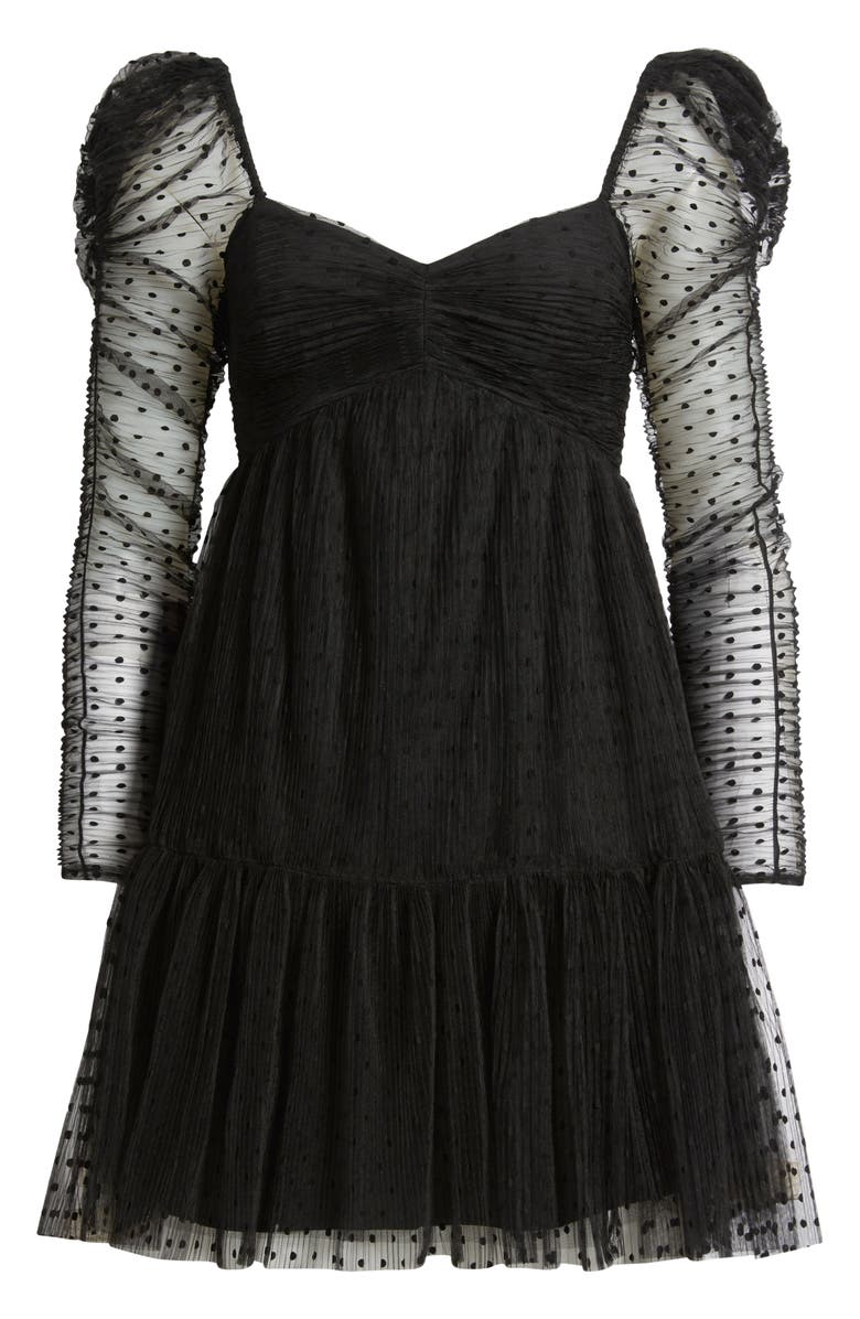 Lucy Paris Deanna Long Sleeve Tulle Cocktail Minidress, Alternate, color, Black