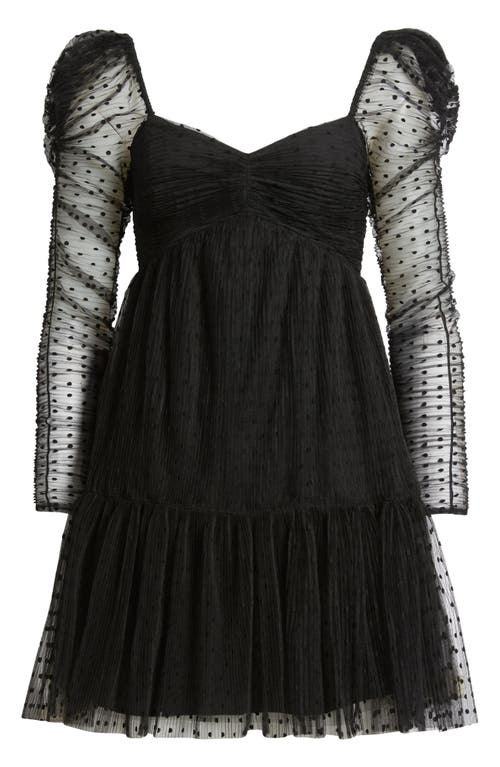 Lucy Paris Deanna Long Sleeve Tulle Cocktail Minidress In Black