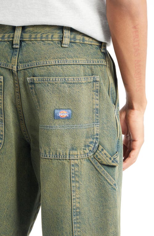 Dickies Loose Fit Denim Painter's Pants In Green Tone Fade