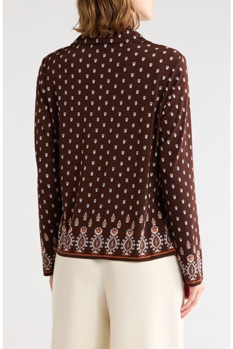 Tulip Print Button Front Knit Top, Alternate, color, CHOCOLATE TULIP BORDER