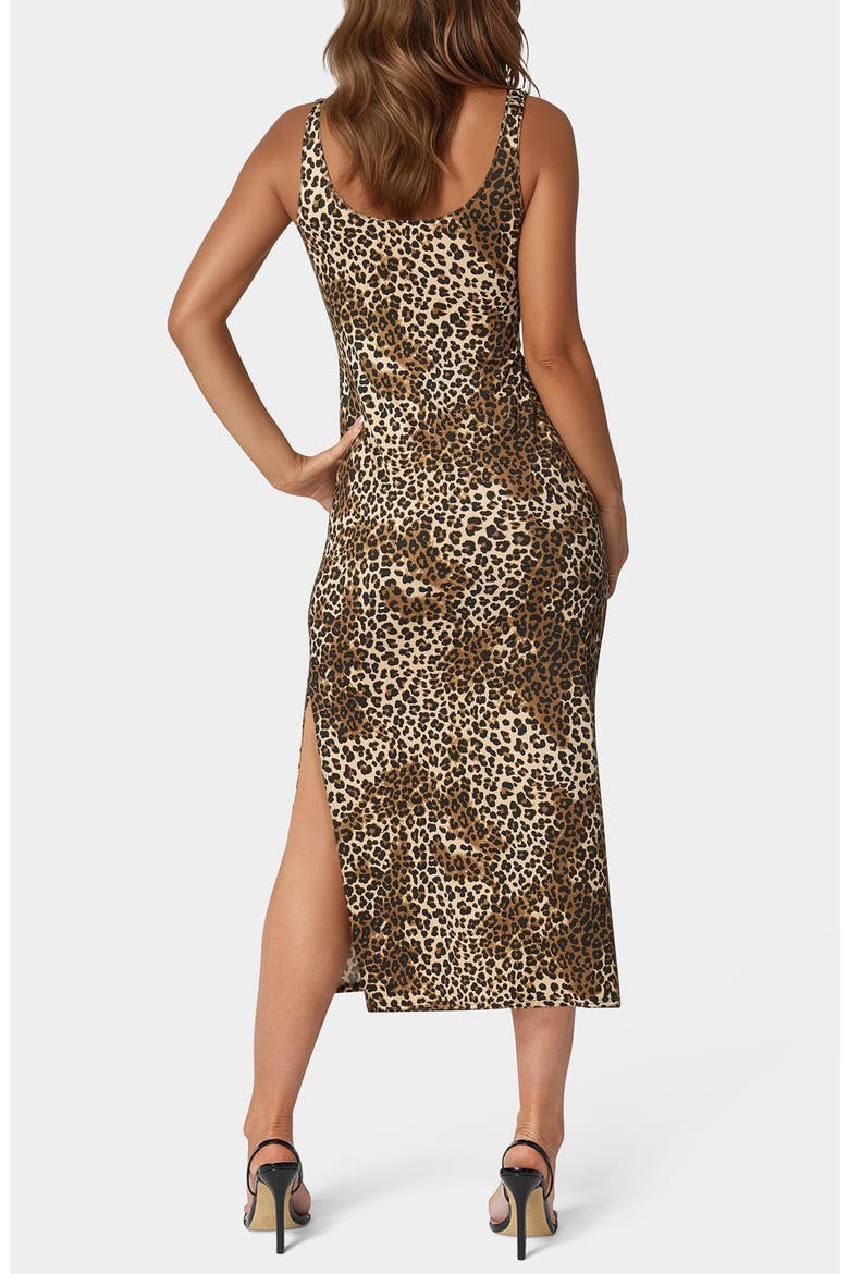 Square Neck Animal Print Midi Dress, Alternate, color, CHEETAH