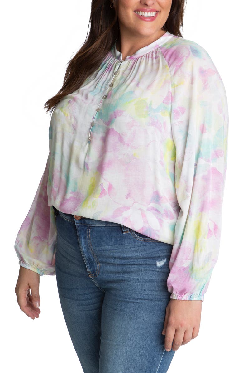 Adyson Parker Floral Print Blouse, Alternate, color, Spring Lilac Combo