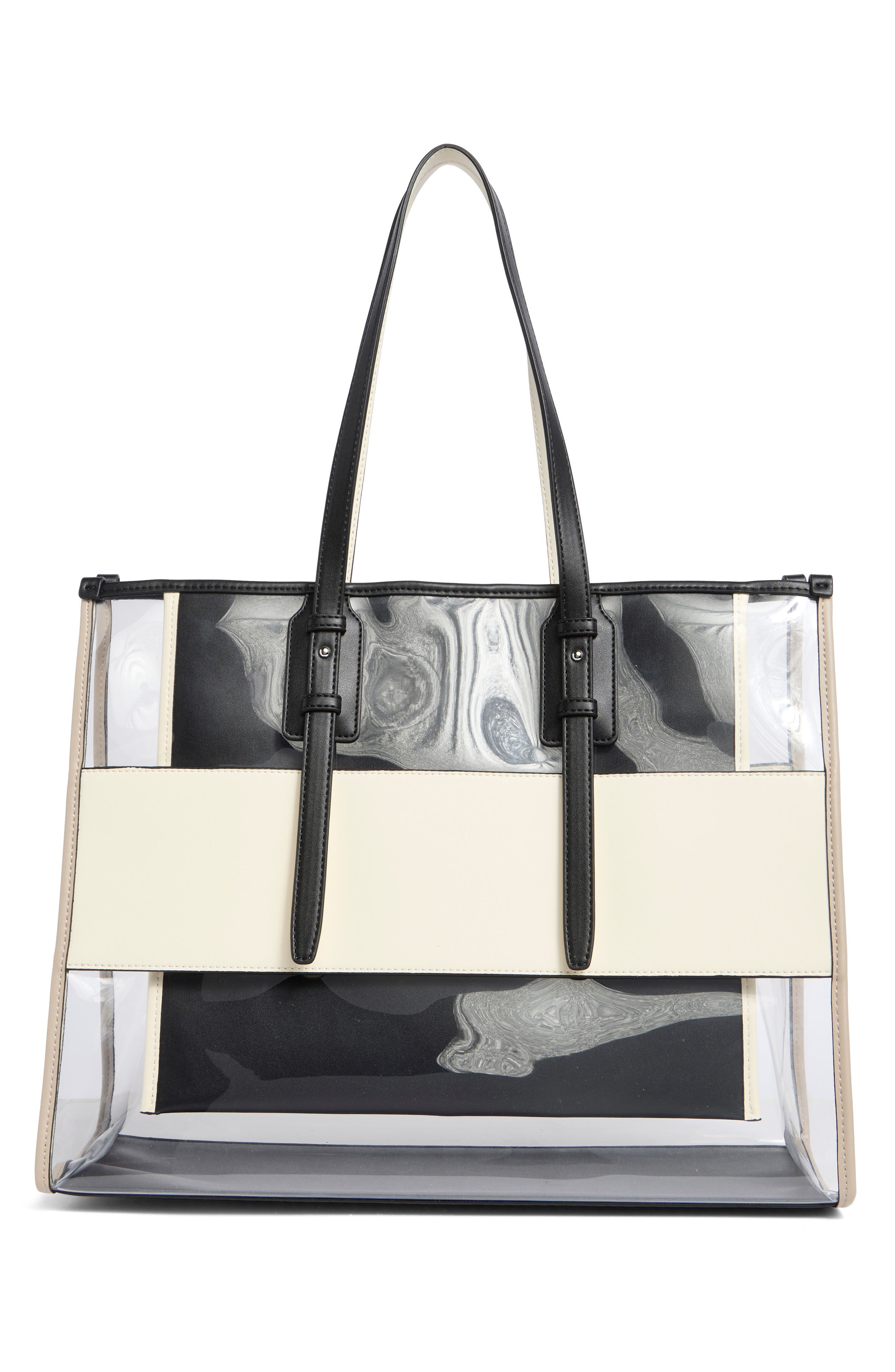 Calvin Klein Modern Essentials Clear Tote, Alternate, color, Natural/ Black Multi
