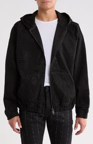 PURPLE BRAND Radial Hotfix Cotton Zip Hoodie