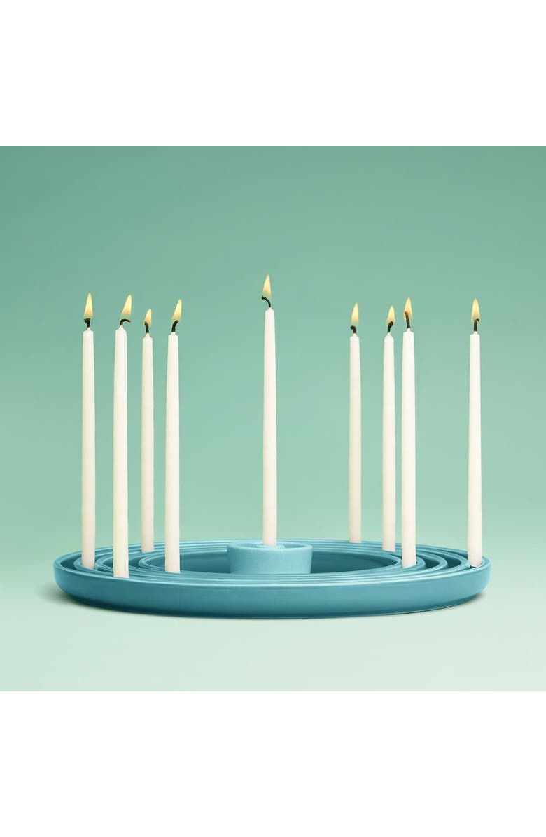 Tchotchke Ripple Menorah, Alternate, color, Teal