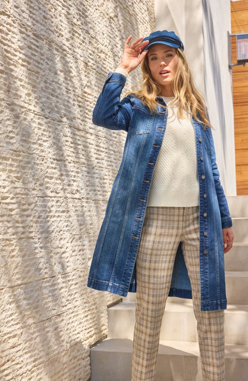 Liverpool Los Angeles Long Denim Trucker Jacket In Blue