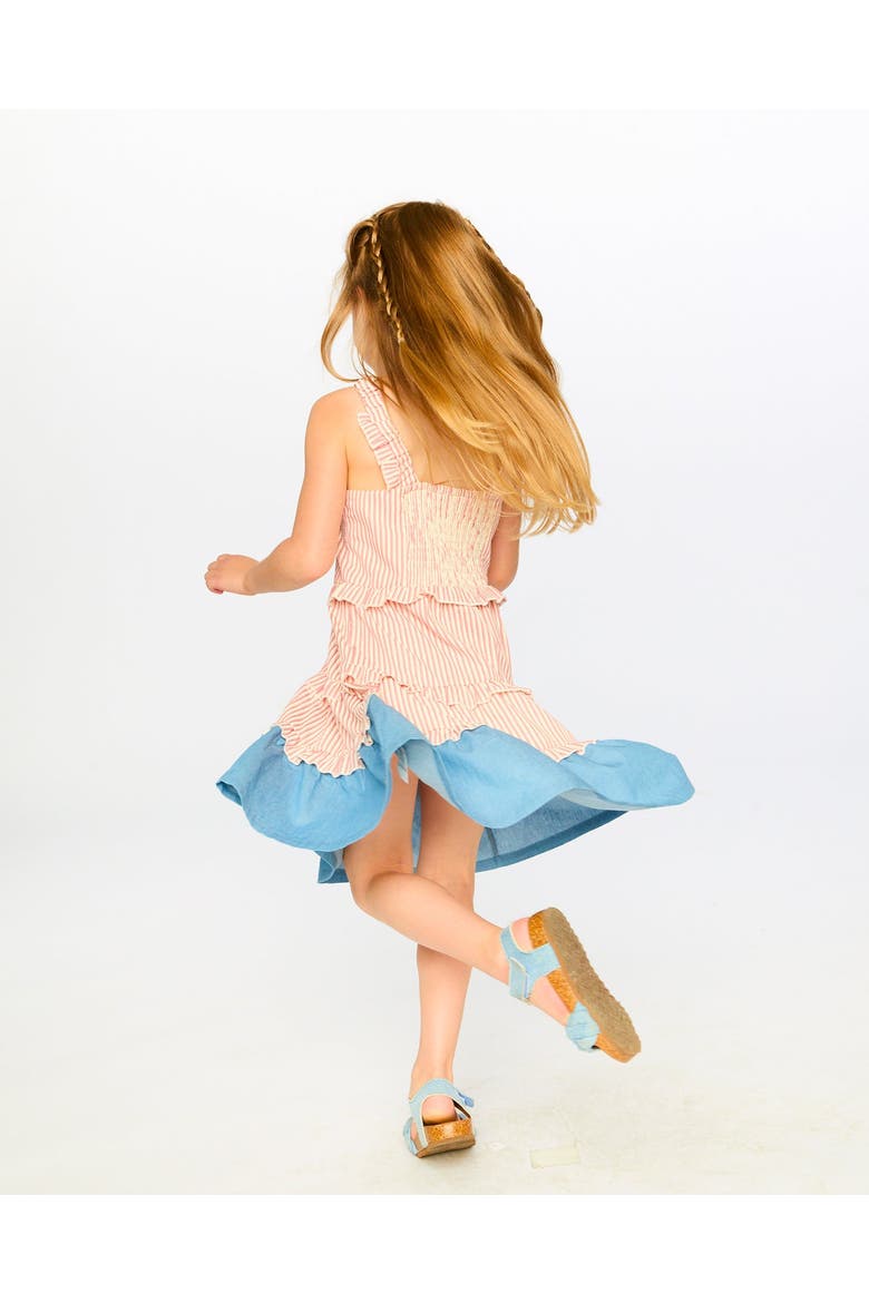 Poplin and Chambray Stripes Sleeveless Dress, Alternate, color, Off White & Pink Stripes