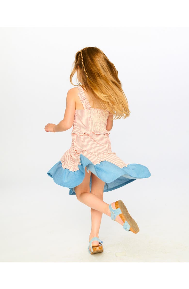 Deux par Deux Poplin and Chambray Stripes Sleeveless Dress, Alternate, color, Off White & Pink Stripes