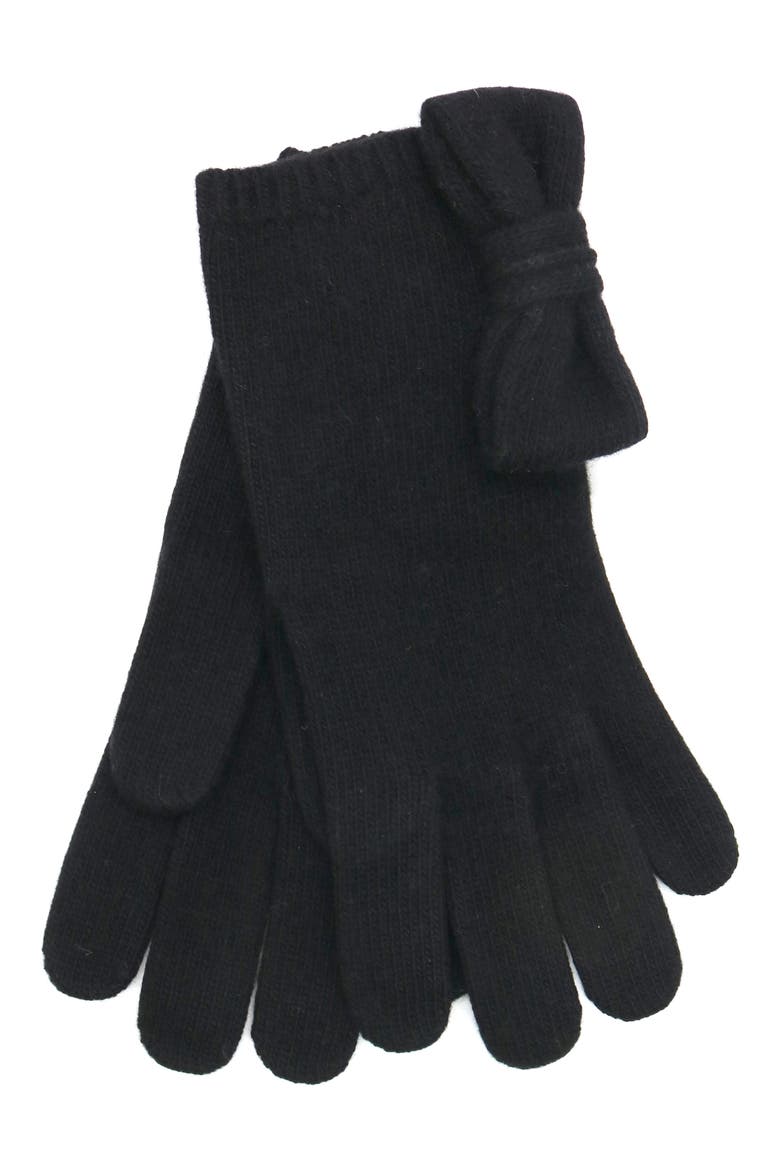 Bow Cashmere Gloves, Alternate, color, BLACK
