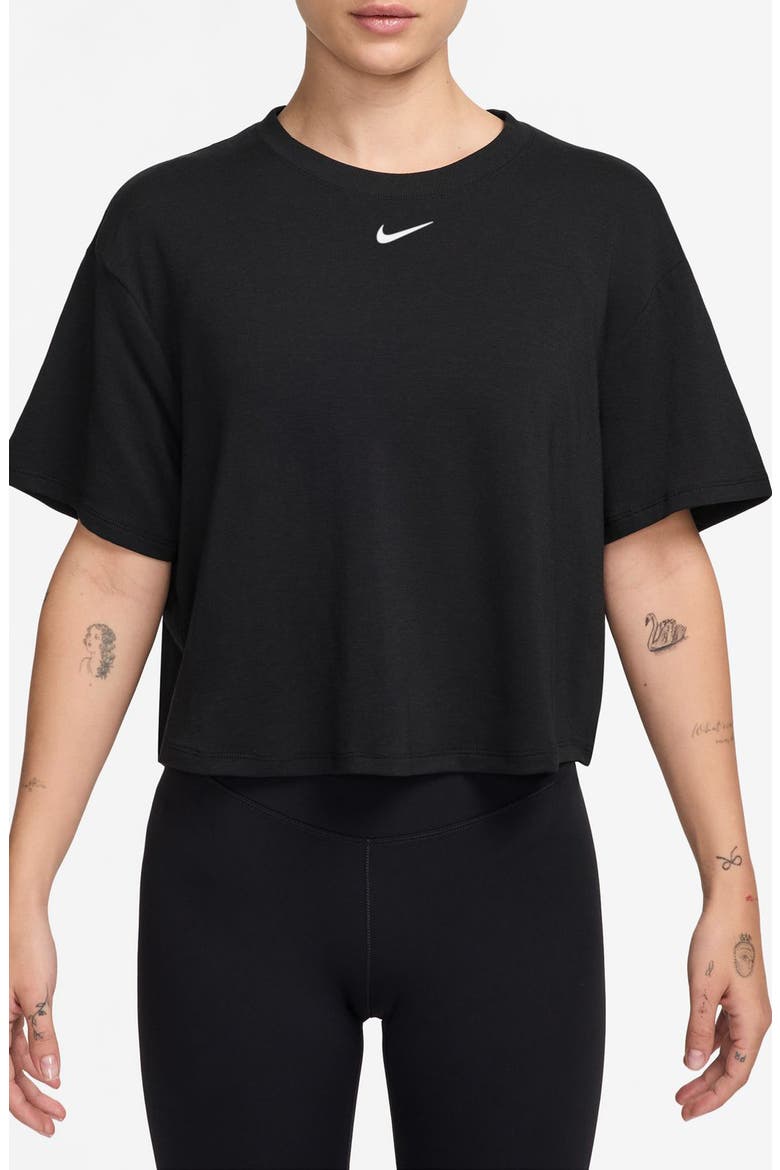 One Relaxed Dri-FIT Crop Top, Main, color, 011 BLACK/WHITE