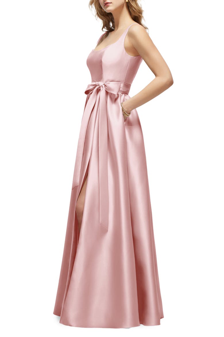 Bow Satin Twill Gown, Alternate, color, BALLET PINK