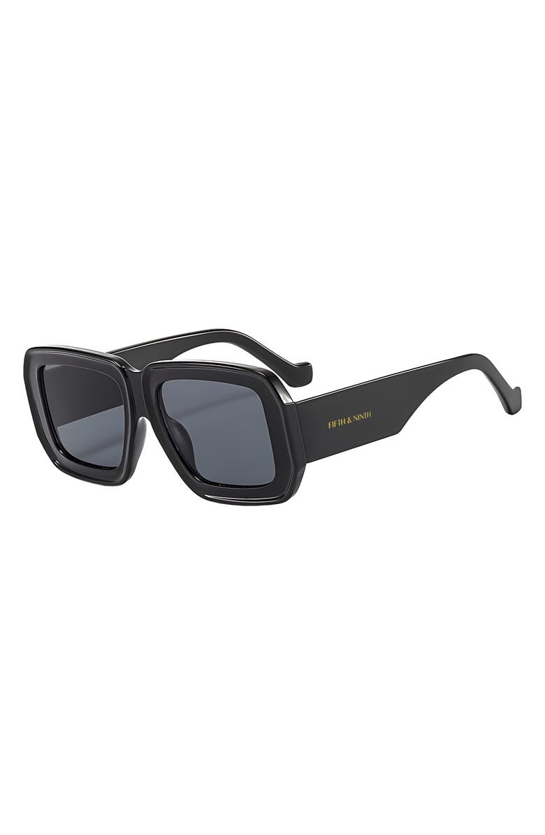Fifth & Ninth Brooke 52mm Polarized Square Sunglasses, Alternate, color, Black / Black