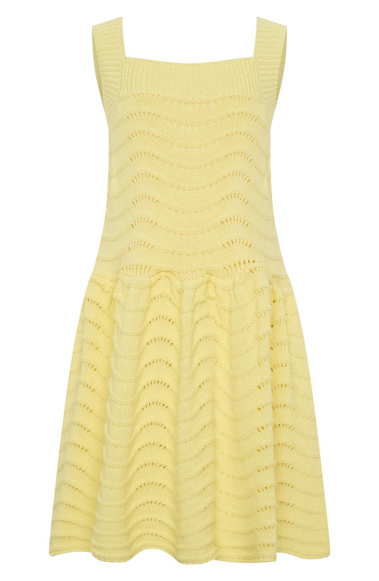 TINY TRIBE Kids' Open Stitch Cotton Sleeveless Sweater Dress, Main, color, Yellow