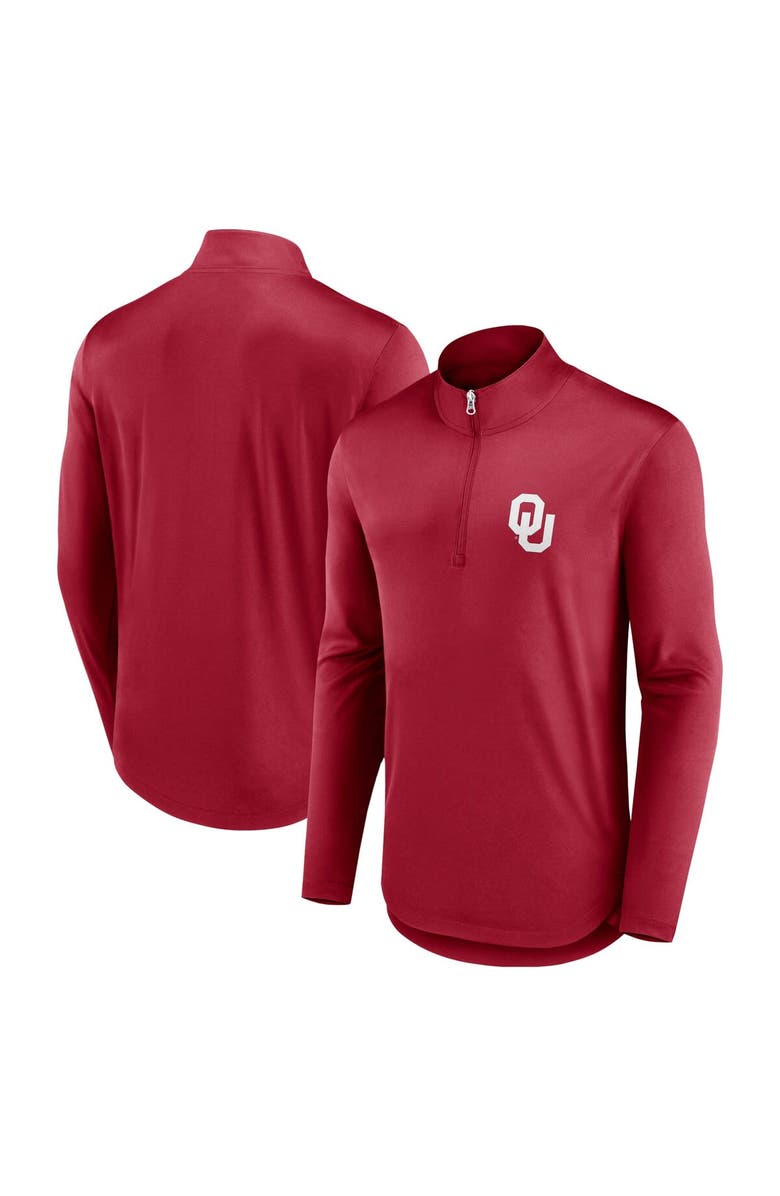 FANATICS Men's Fanatics Branded Crimson Oklahoma Sooners Quarterback Mock Neck Quarter-Zip Top, Alternate, color, Crimson