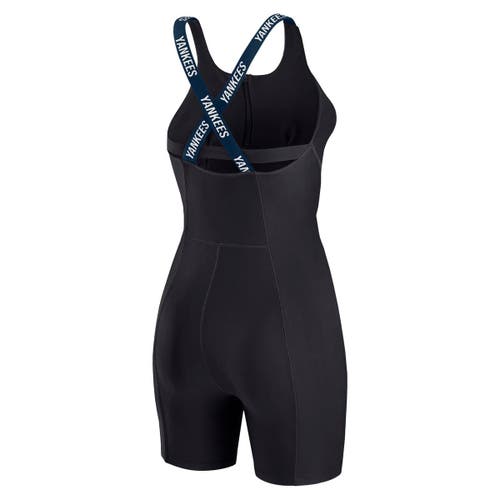 Wear By Erin Andrews Black New York Yankees Bodycon Quarter-zip Romper