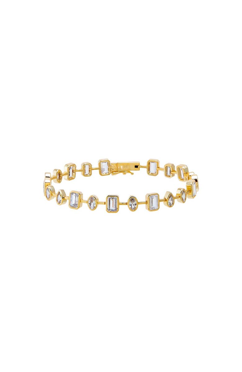 BY ADINA EDEN CZ Bezel Multi Shape Tennis Bracelet, Main, color, Gold