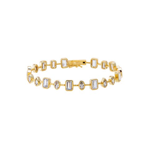 CZ Bezel Multi Shape Tennis Bracelet