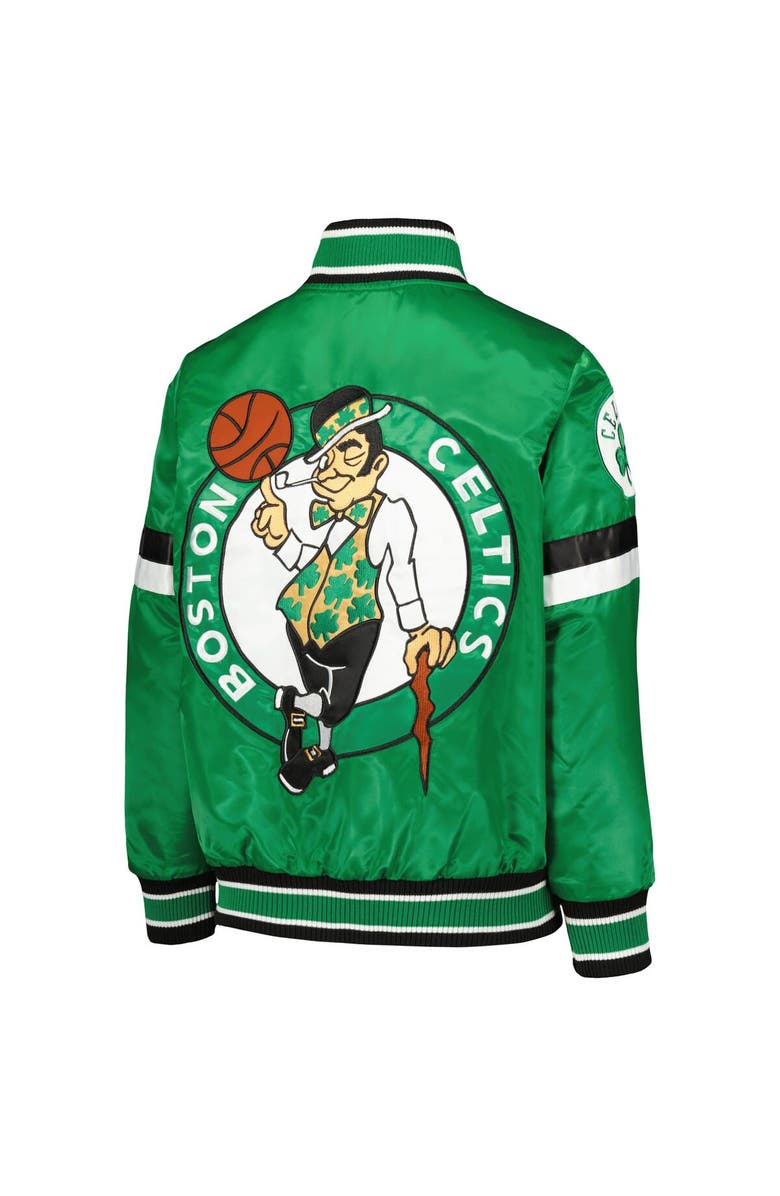 STARTER Youth Starter Kelly Green Boston Celtics Home Game Varsity Satin Full-Snap Jacket, Alternate, color,