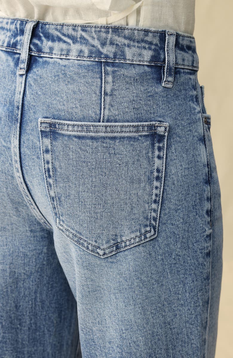 Bayeas Floral Embroidered Raw Hem Wide Leg Jeans, Alternate, color, 