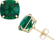 FZN 10K Gold Solitaire Garnet Stud Earrings