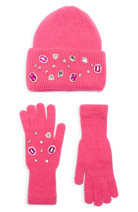 Rhinestone Beanie & Gloves Set