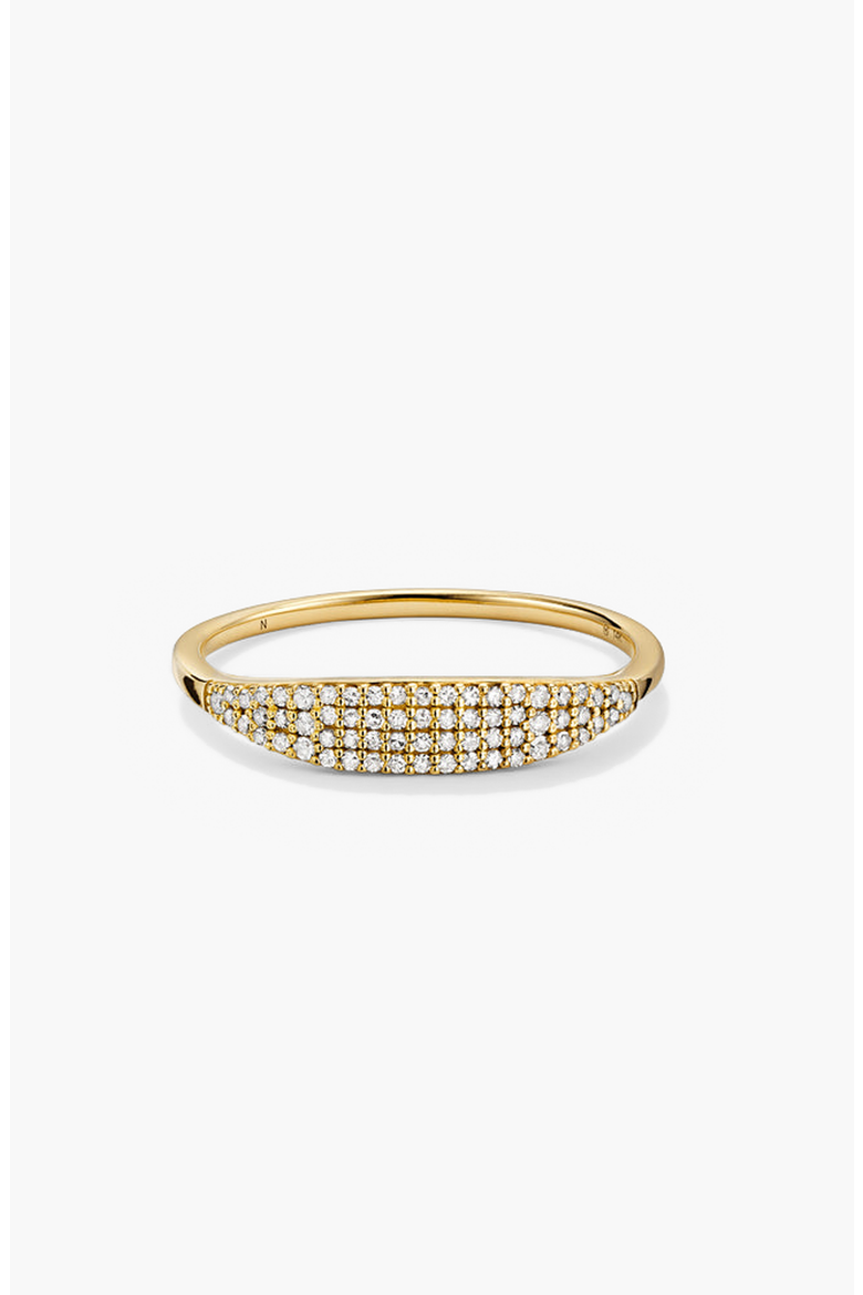 Pavé Diamond Slim Signet Ring, Alternate, color, Yellow Gold