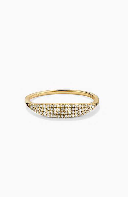 Mejuri Pavé Diamond Slim Signet Ring In Blue
