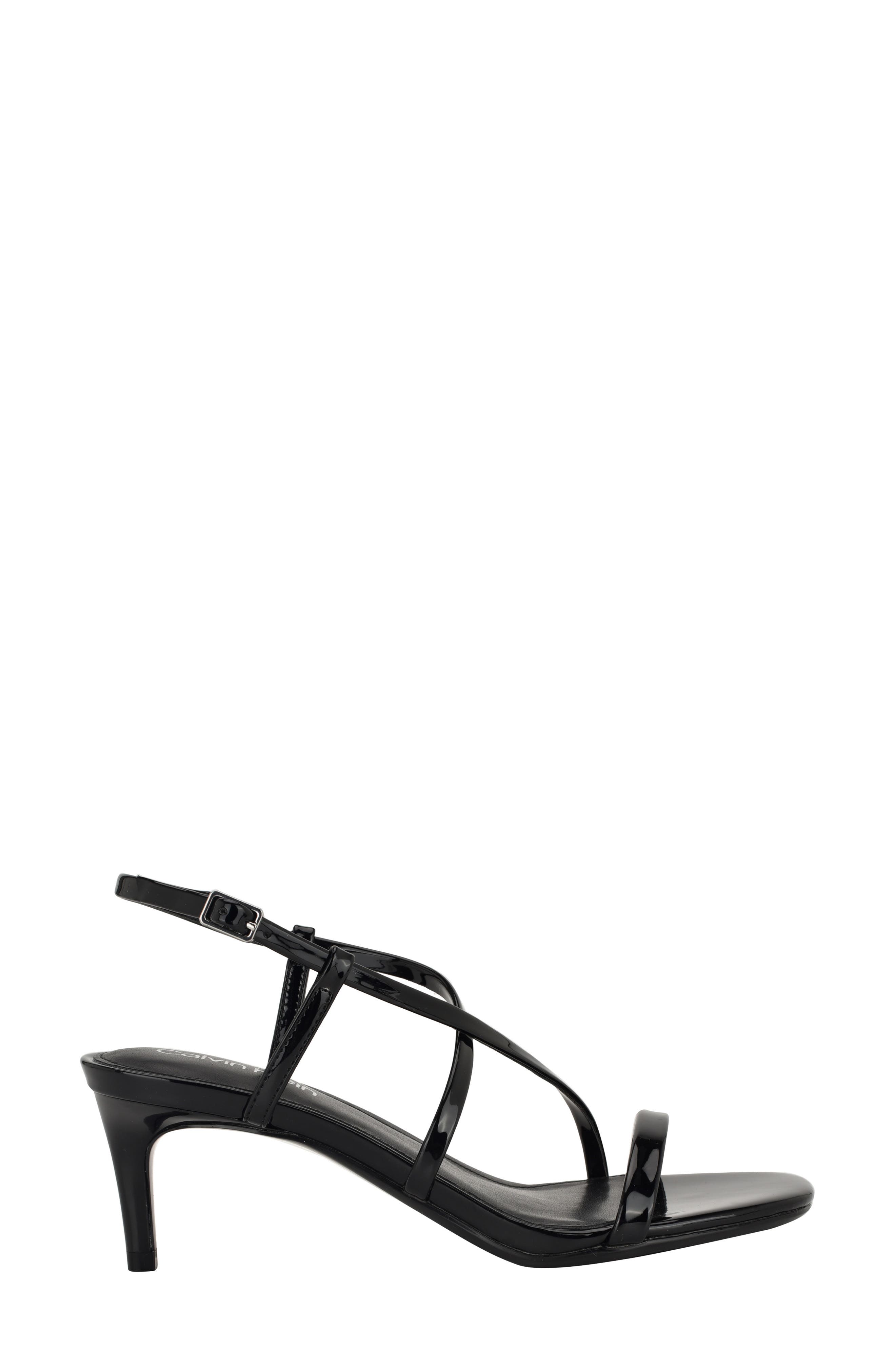 Calvin Klein Ishaya Ankle Strap Sandal, Alternate, color, Black Patent