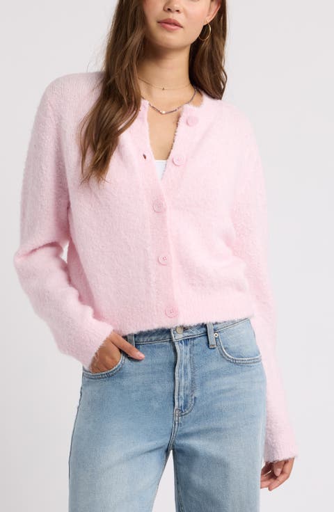Bouclé Crewneck Cardigan