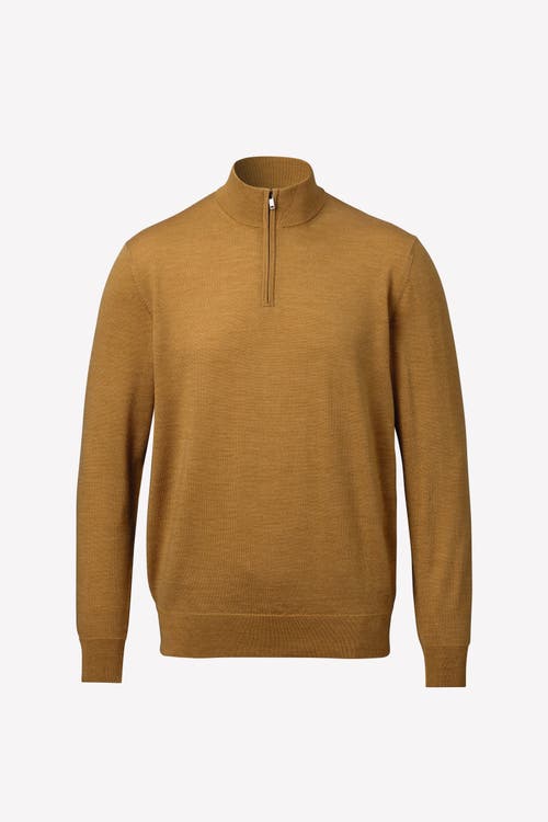 Charles Tyrwhitt Merino Zip Neck Long Sleeve Sweater In Yellow