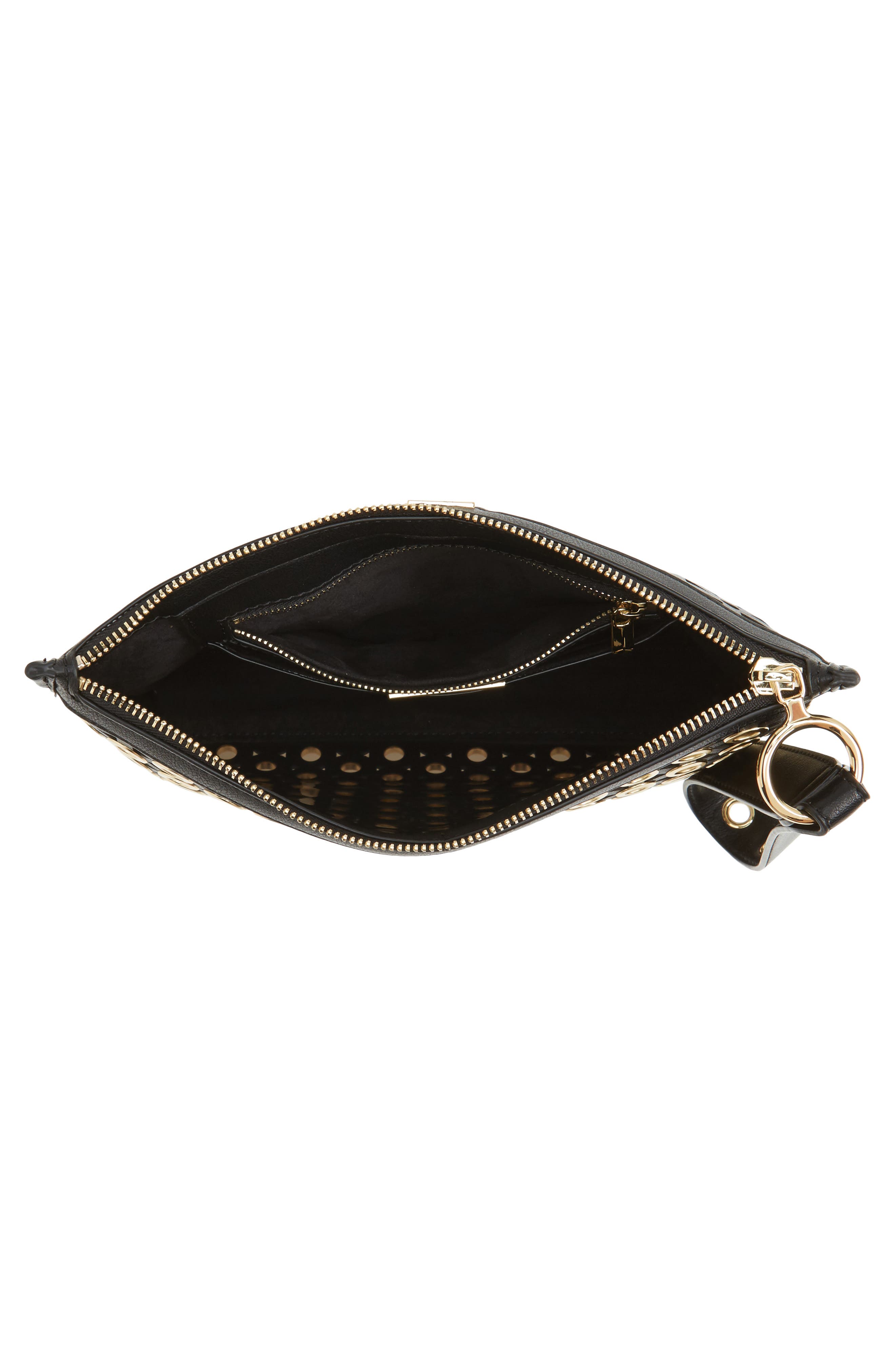 Skyler Faux Leather Clutch, Alternate, color, BLACK
