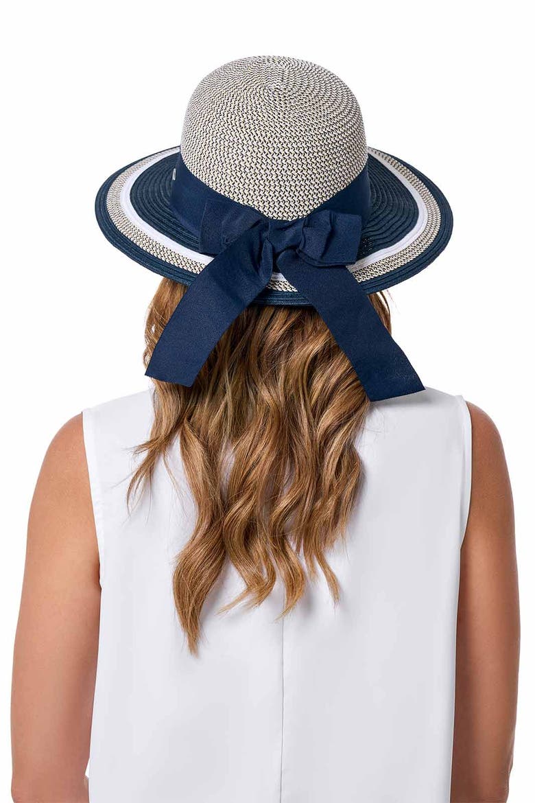 Women's Clara Sun Hat with Ribbon, UPF 50+ Sun Protection, Alternate, color, Navy/White Colorblock