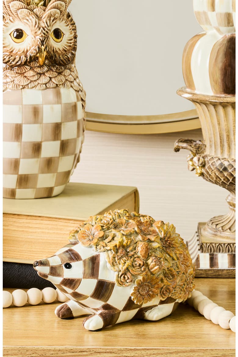 Chocolate Check Hedgehog Decoration, Alternate, color, BROWN