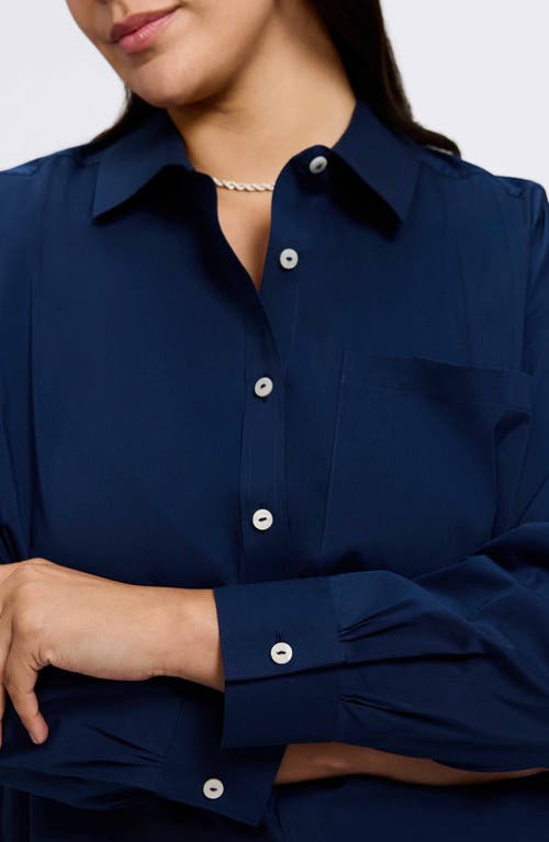 Foxcroft Marina Button-up Shirt In Navy