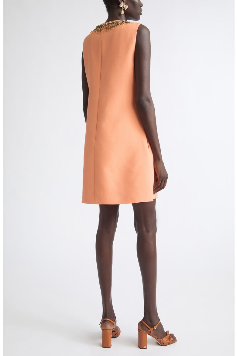 Embroidered Wool & Silk Crepe Couture Minidress, Alternate, color, ORANGE/ MULTI
