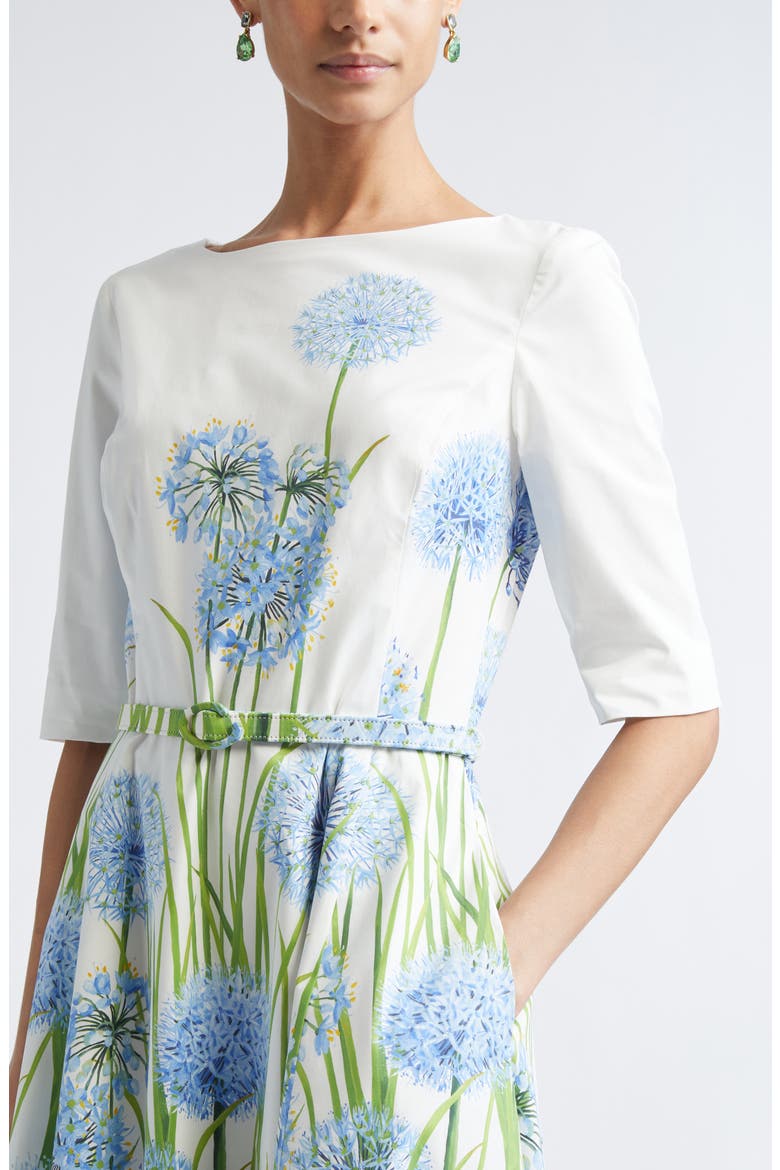Allium Cotton Stretch Poplin Belted Dress, Alternate, color, BLUE/ WHITE