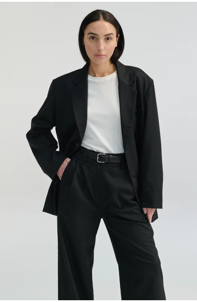 Almina Concept Oversized Double Button Blazer, Alternate, color, Black