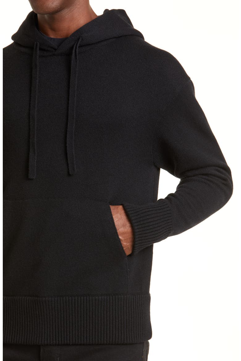 Chunky Cashmere Hoodie, Alternate, color, BLACK