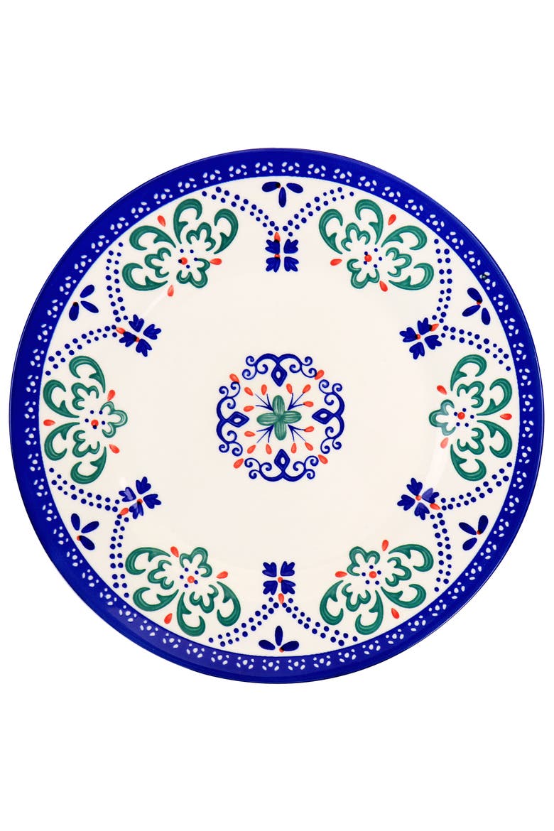 California Designs Tierra Star 12 piece Hand Painted Dinnerware Set, Alternate, color, Blue
