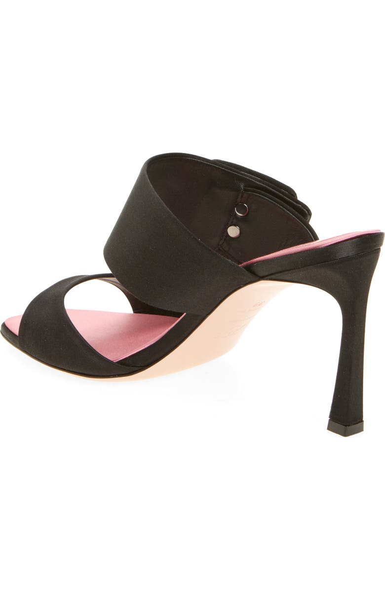 Roger Vivier Trompette Crystal Buckle Satin Sandal, Alternate, color, Nero