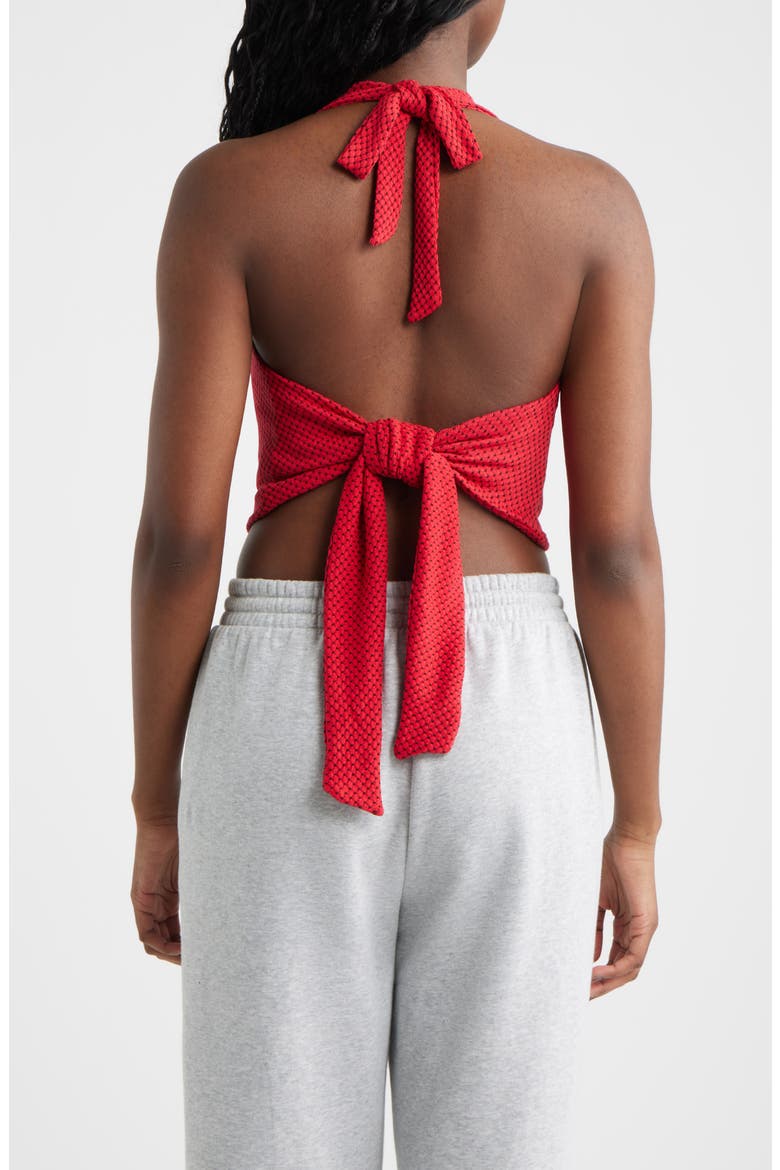 Sporty Spice Graphic Halter Crop Top, Alternate, color, RED