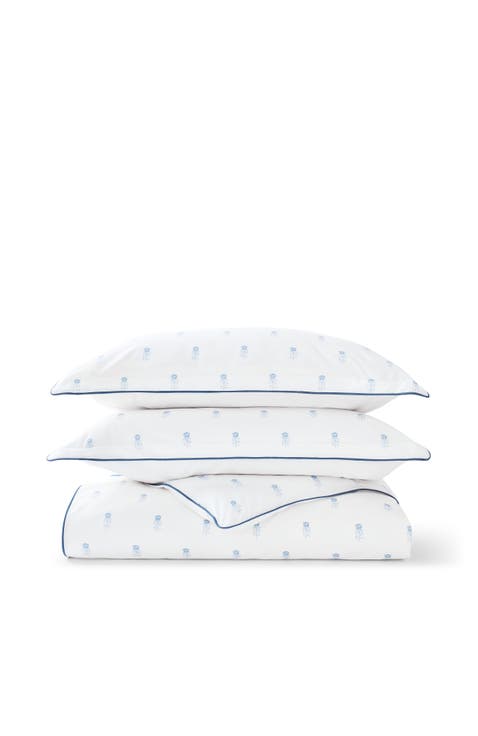 Arley Cottage Style Floral Design Cotton Percale Duvet Set