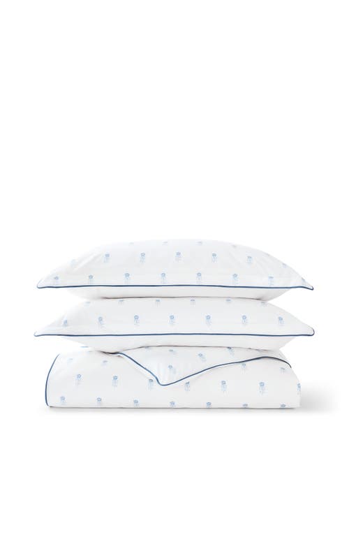 Christy Arley Cottage Style Floral Design Cotton Percale Duvet Set In Blue