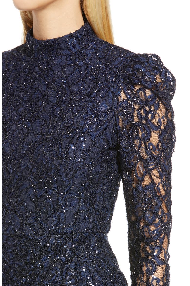 Santorini Lace Long Sleeve Minidress, Alternate, color, MIDNIGHT FRILL
