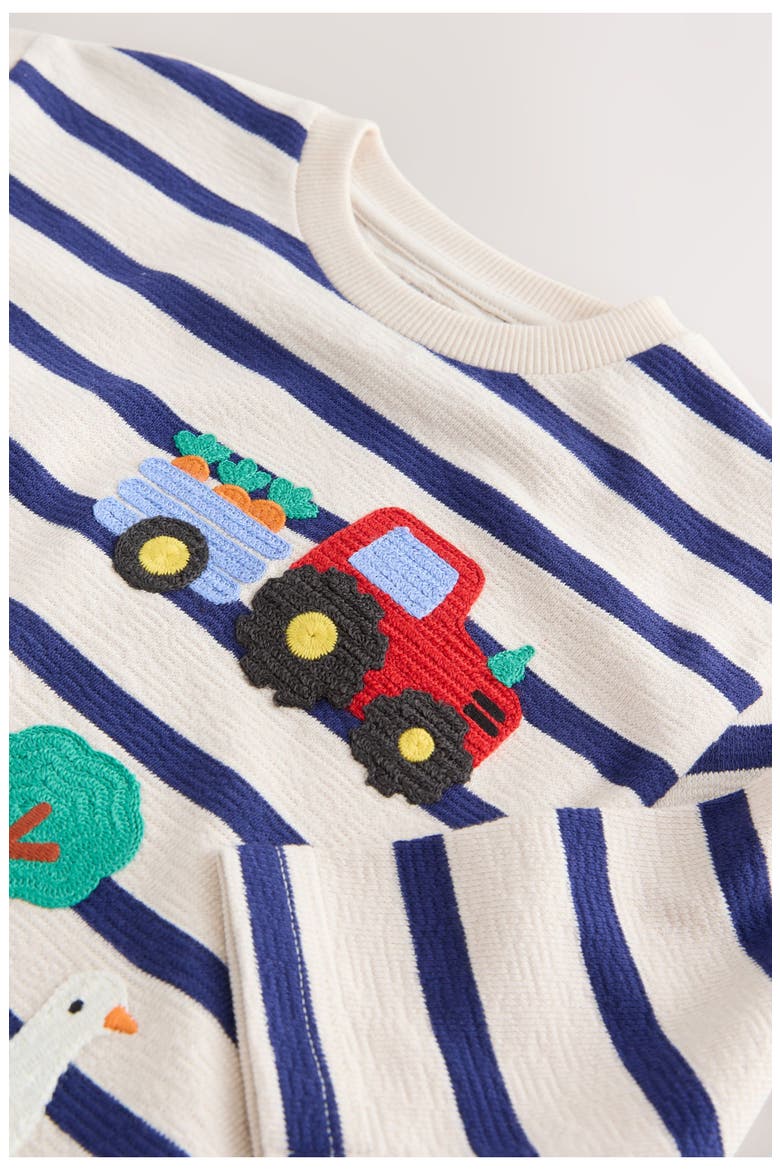 Kids' Farm Appliqué Stripe Cotton Shirt, Alternate, color, MULTI