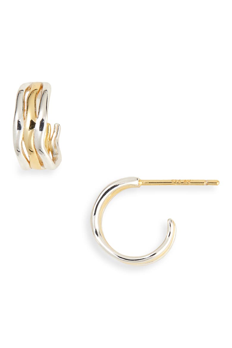 Huggie Earrings, Main, color, GOLD/ SIL