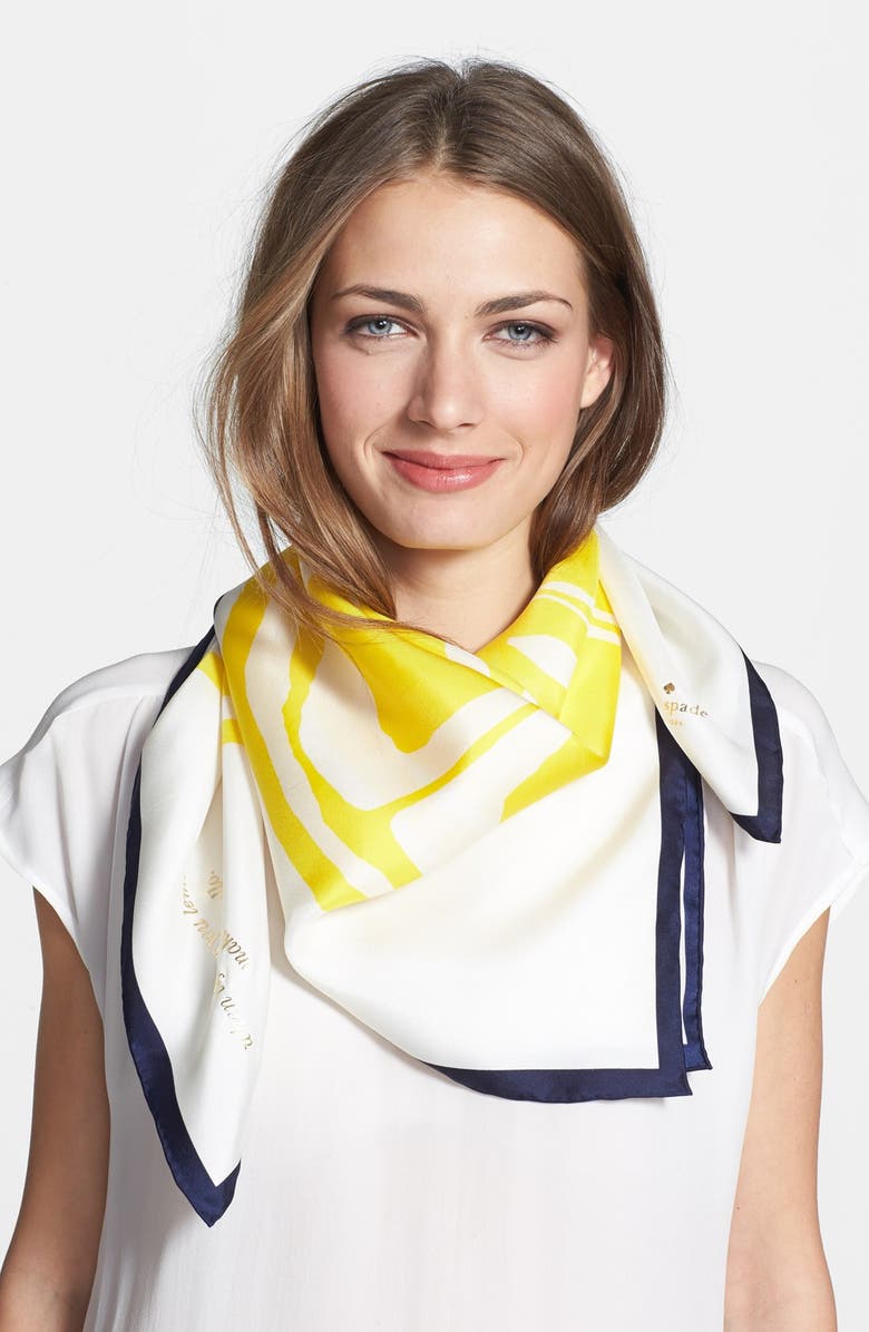 Kate Spade New York 'lemon slice' silk scarf, Main, color,