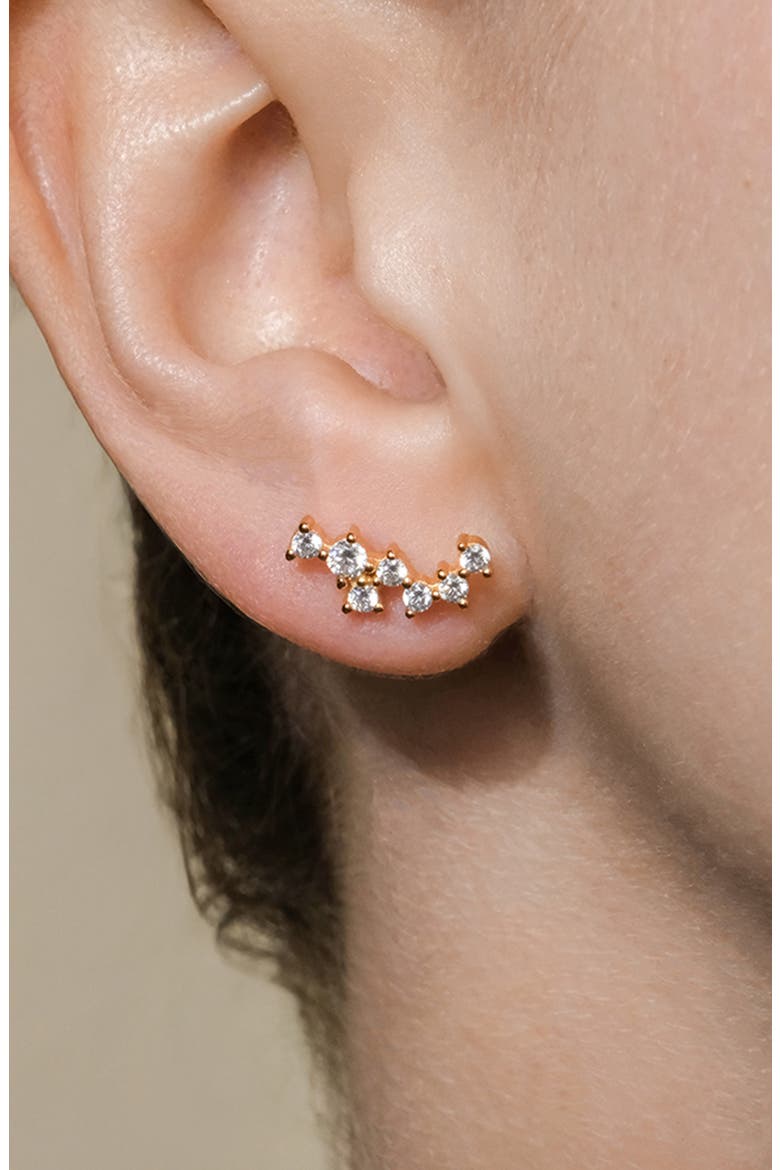 Cubic Zirconia Ear Crawlers, Alternate, color, GOLD