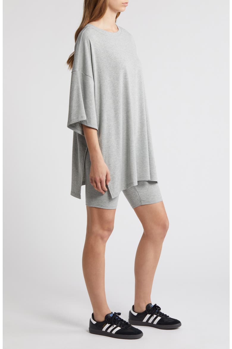 Malone Rib Oversize T-Shirt & Shorts, Alternate, color, HEATHER GREY
